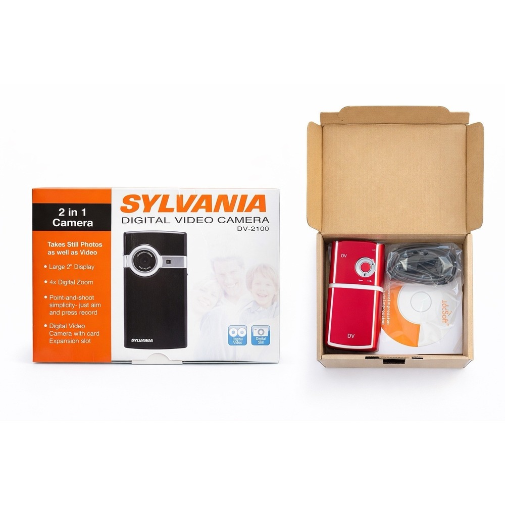 Sylvania DV-2100 Digital Video Camera 2-in-1 Camcorder Red NEW Open Box